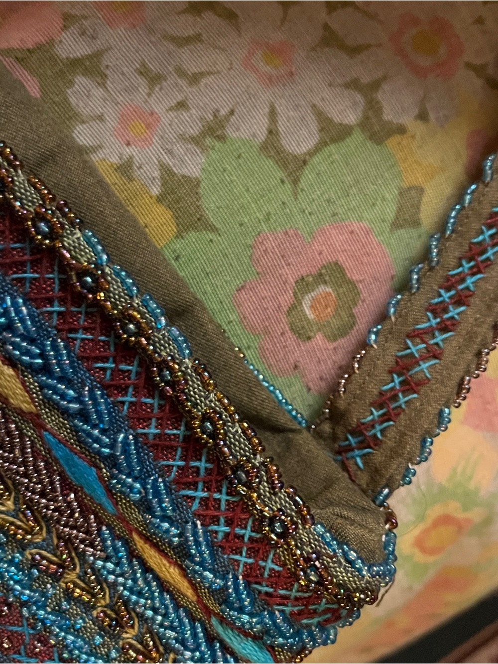 Boho Tassel Embroidered Bucket Bag - Olive Green - Picture 4 of 8